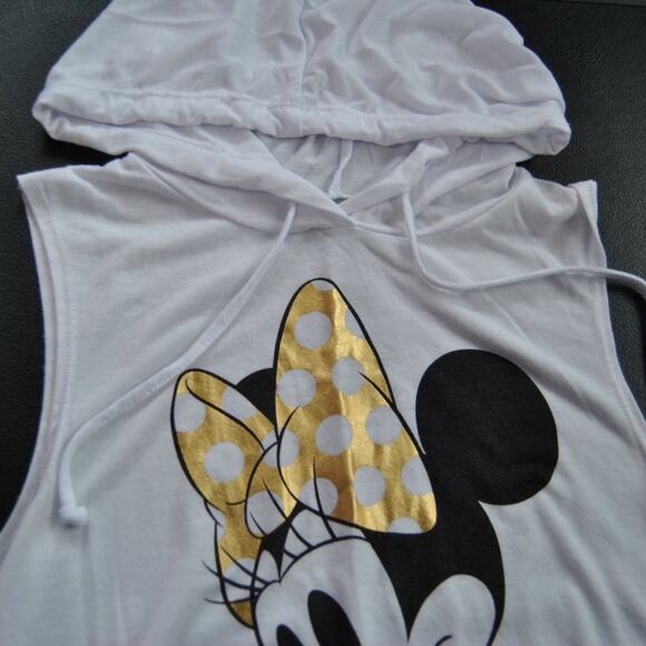 Minnie Mouse Rock the Bow Small White & Gold Disney Hooded Tank Top - Picture 3 of 5